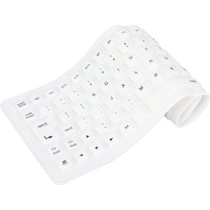 Flexibel Draadloos Roll-up Toetsenbord - USB Bedraad Siliconen - Volledig Afgedicht Ontwerp - Lichtgewicht en Draagbaar - Stil en Zacht - Voor Comfortabel Typen - Wit .