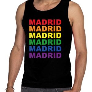 Regenboog Madrid gay pride / parade zwarte tanktop voor heren - LHBT evenement tanktops kleding M