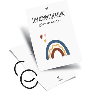 Noedies - Bewaarbundel Geboortekaarten - Inclusief Zwarte Ringen - Wit met Blauw - Uniek Kraamcadeau - Geboortekaartjes Bundel - Kraamcadeau Jongen - Kraamcadeau Meisje - Zwangerschap Cadeau