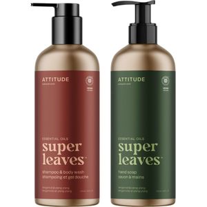 Attitude Cadeauset Essentials Aluminium Bergamot & Ylang Ylang - Attitude Handzeep Bergamot & Ylang Ylang - Attitude Shampoo Bergamot & Ylang Ylang