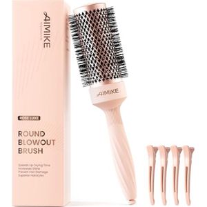 Ronde haarborstel voor föhnen en stylen - Volumiserende keramische borstel voor schouderlengte haar met clips