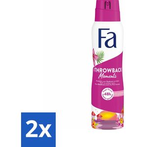 2 x Fa Deodorant Spray Throwback Moments 150 ml - 48 Uur Deodorant - Deodorant Spray - Roze Lotus Geur - Vrouwen Deodorant - Deodorant Fris