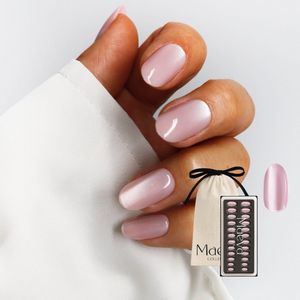 Maeva Collection Soft Gel Nagelset – Luxe Herbruikbare Press-On Nails – All-in-One Set – Roze Cat eye – Zacht voor de Natuurlijke Nagel