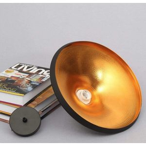 Luminart Moderne industriële verlichting metalen kap, loft hanglamp retro plafondlamp, vintage lampenkappen retro keuken hangende hanglamp, vintage hanglamp, E27 (buiten zwart binnen goud)