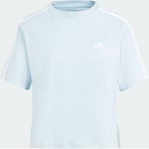 adidas Sportswear Essentials 3-Stripes Single Jersey Croptop - Dames - Blauw- XL