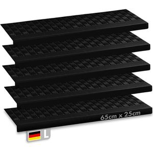 FLOORDIREKT Rubberen Trapmat - Set van 5 - Weerbestendige & Antislip Trapmatten - Rubberen Trapmat voor Buiten - Trapmat - Antislipmat Diamond - 25 x 65 cm