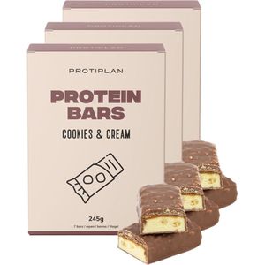 Protiplan | Protein Bars Cookies & Cream | 21 bars | 21 x 35 gram | Eiwitrepen | Koolhydraatarme sportvoeding | Afslanken met Proteïne repen