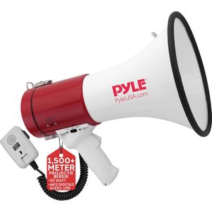 Pyle Megafoon Luidspreker - PA Bullhorn - Draagbare Luidspreker met Sirene -Luidsprekerhoorn - 50 Watt - Ideaal voor Voetbal, Honkbal, Cheerleading, Coaches of voor Veiligheidsoefeningen