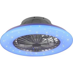 LED Plafondlamp met Ventilator - Plafondventilator - Torna Romina - 39W - Aanpasbare Kleur - Afstandsbediening - RGBW - Dimbaar - Rond - Mat Titaan - Kunststof