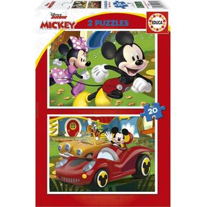 EDUCA - puzzel - 2 x 20 stuks - MICKEY MOUSE FUN HOUSE