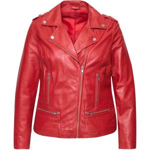 Angel of Style Angel of Style - Dames - Leren bikerjas metalen rits volledig gevoerd - Rood - Maat 48