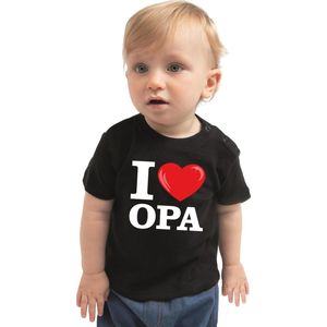 I love opa cadeau t-shirt zwart voor baby / kinderen - jongen / meisje 80