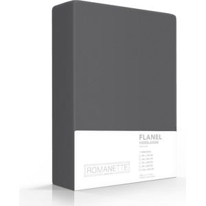 Excellente Flanel Hoeslaken Eenpersoons Extra Lang Antraciet | 90x220 | Ideaal Tegen De Kou | Heerlijk Warm En Zacht
