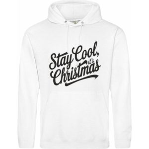 Witte hoodie met ""Stay cool, it's Christmas"" - maat M - kersttrui, kerst, kerstmis, fout, kerstfeest, kerstmis, trui, kerstdiner, aankleding, hoody, hoedie