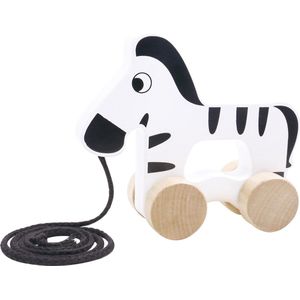 Tooky Toy Zebra Houten Trekfiguur 18 Maanden Zwart/wit