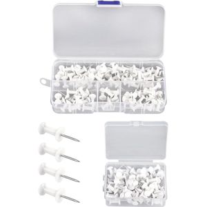 160 witte I-vormige nagels van kunststof - voor schilderijen, kurkborden, kaarten en posters