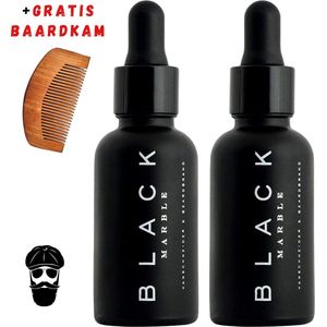 Black Marble baardolie 2x30ml - Baard olie - Baardverzorging - Beard oil - Baardgroei + Baardkam