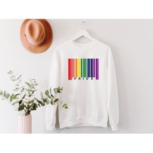 Lykke Pride Sweatshirt | LGBTQ+ Trui| Heren - Dames - Unisex |Katoen |Wit | Maat S