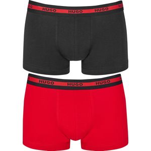 HUGO trunks (2-pack) - heren boxers kort - rood - zwart - Maat: S