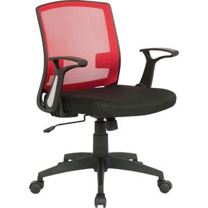 Bureaustoel - Kantoorstoel - Mobiel - Verstelbare armleuning - Microvezel - Rood/zwart - 62x52x97 cm
