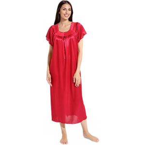 Lang satijnen nachthemd antistatisch kant