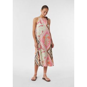 COMMA Jurk  donkerbruin / lichtgroen / pink / offwhite