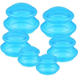 Cupping For Cellulite - Cupping Cups -6-delige massagetherapie cuppingset 3 maten - Voor Gezicht, Armen En Benen - VacuüM Silicone Cupping Set - Anti Sinaasappelhuid - Massage - voor studio thuisgebruik - Zeer transparant blauw