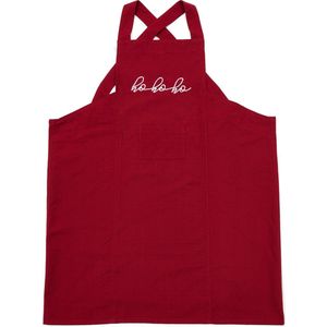 Riviera Maison Keukenschort Rood - Hohoho Apron met Tekst ""Hohoho"" - Katoen - (LxB) 100x86