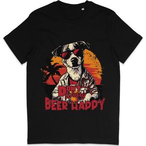 Grappig T Shirt Heren Dames - Don't Worry 'Bier' Happy - Zwart - XXL