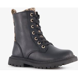 Blue Box meisjes veterboots met luipaardprint zwart - Maat 22