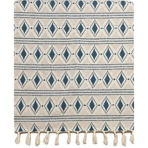 Lantara - Grand Foulard Sprei - Petrol Ecru - 160x250cm - Katoen