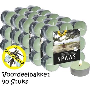 Citronella Theelichtjes SPAAS© Kaarsen - VOORDEELVERPAKKING van 90 Stuks (5x18) - Waxinelichtjes roetvrij 4,5 uur Brandtijd – Asian Garden