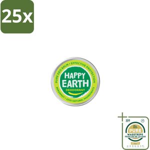 25 x Happy Earth – Deodorant Balm – 100% Natuurlijk Bergamot – 45 g - Grootverpakking - Bergamot Deodorant - Natuurlijke Deodorant - Vegan Deodorant - Huidvriendelijke Deodorant - Anti-irritatie Deodorant