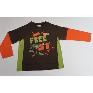 T- shirt met lange mouwen - Jongens - Bruin , oranje en groen - Free - 6 jaar 116