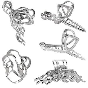 Grote haarklemmen set voor dames - zilveren haaraccessoires (5 stuks)