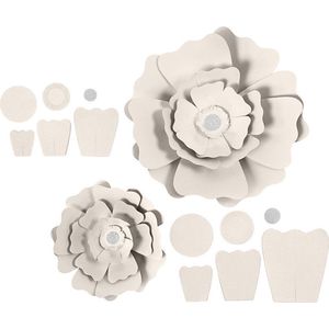 Papieren bloemen, d 15+25 cm, 230 gr, off-white, 2stuk/ 1 doos