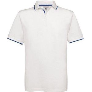 Polo B&C Safran Sport Kleur White/Royal Blue, Maat S