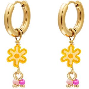 Yellow flower earrings - #summergirls collection - Yehwang - Oorbellen - One size - Goud/Oranje