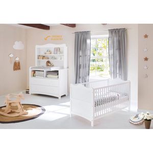 Florentina Extra Wide Nursery Starter Set - Kinderbedje - Aankleedkussen - Converteerbaar ontwerp - 146cm x 76cm x 85cm & 130cm x 77cm x 180cm