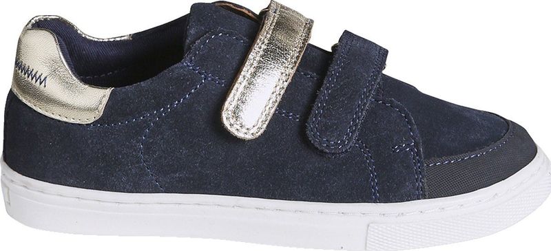 Leren Sneakers - Bruin - Meisjessneakers met Klittenband en Gouddetails