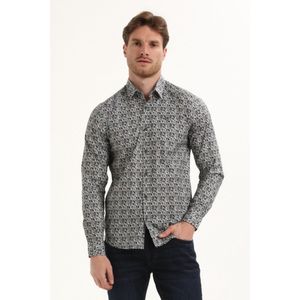 Gabbiano Overhemd Overhemd Met Allover Print335738 5703 Teal Blue Mannen Maat - S
