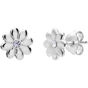 Lucardi - Kinder Zilveren Oorknoppen Bloem - Zirkonia - 925 Zilver - Zilverkleurig