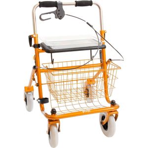 Premis Provo - Rollator - 2de Generatie - Duwbeugel - Met één hand te bedienen - Maximaal draagvermogen 120 kg - Rechtshandig -Oranje