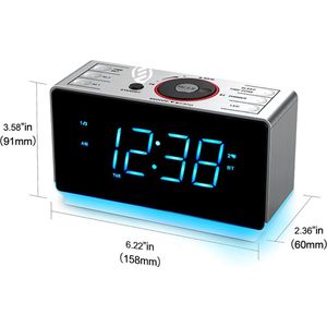 Equivera 6-In-1 Wekkerradio - Wekkerradio - Klokradio - Digitale Wekker - USB-Oplaadpoort - Bluetooth-Luidspreker - LED-Display