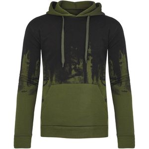 Heren Fleece Hoodie met Gradiënt Kleur – Lange Mouwen, Casual Pullover