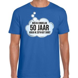 Bellatio Decorations verjaardag cadeau t-shirt heren - 50 jaar/Abraham - blauw - kut shirt S