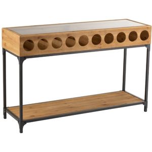 J-Line console voor wijnflessen - hout - naturel