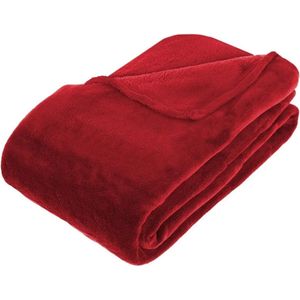 Grote Fleece deken/fleeceplaid rood 180 x 230 cm polyester