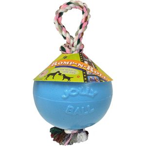 Jolly Ball Romp-n-Roll - Ø 10 cm – Honden speelbal met Bosbessengeur – Hondenspeelgoed met stevig trektouw – Baby blauw