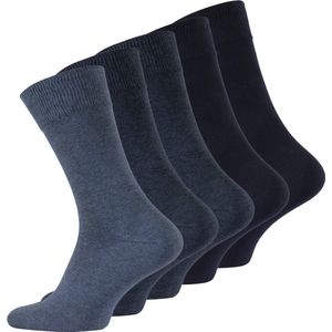 Lavendel Katoenen 5 Paar Unisex Sokken - Ademende Stof - Business Sokken voor Dagelijks Gebruik - Casual en Formele Kuit Sokken - Blauwe Tinten / 43-46